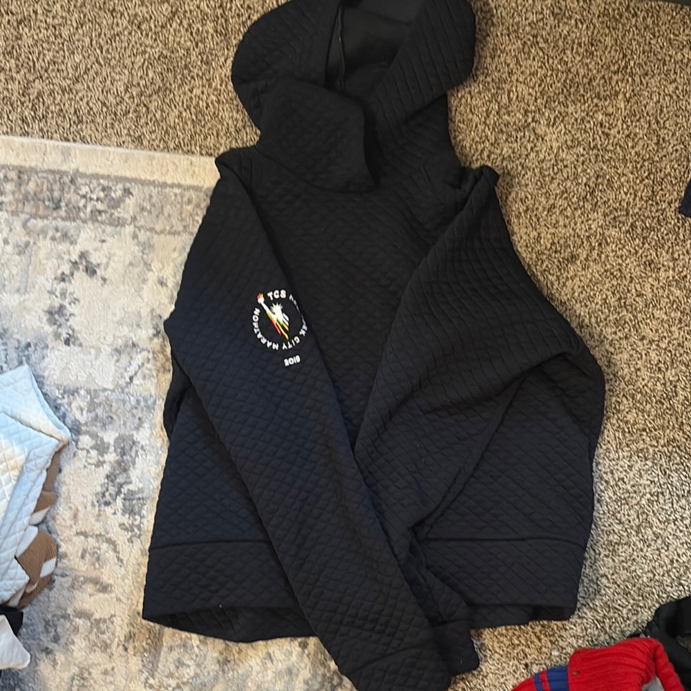 Black Quilted Hoodie with Logo NYC Marathon